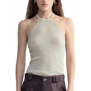 NEW AERON galina sleeveless top in ivory/silver